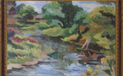 Canvas, oil «River»