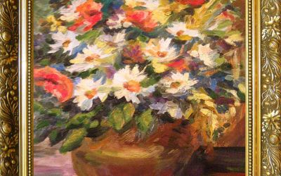 Canvas, oil «Bouquet of wild flowers»