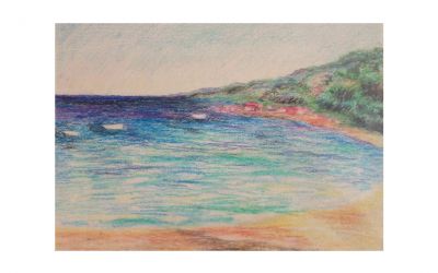 Pastel pencils «Sea landscape – Greece»