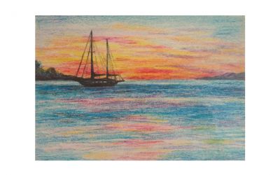Pastel pencils «Sea landscape – Croatia»