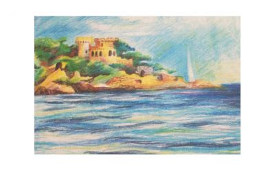 Пастельные карандаши «Морской пейзаж – Испания, Ллорет-де-Мар»
