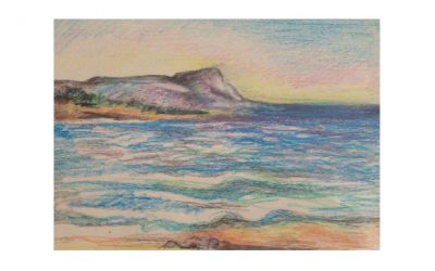 Pastel pencils «Sea landscape – Cyprus»